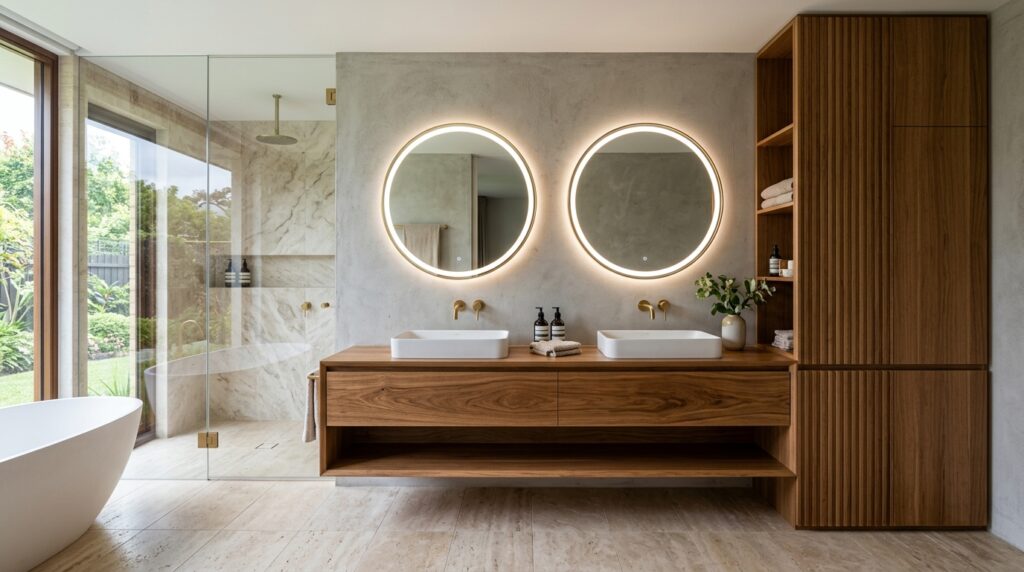 Meubles de salle de bain sur mesure - Solutions double vasque et colonnes
